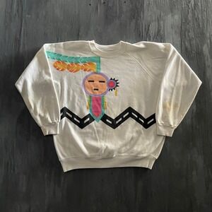 Vintage Southwest Graphic Raglan Sweatshirt Unisex L White 1990s Hanes